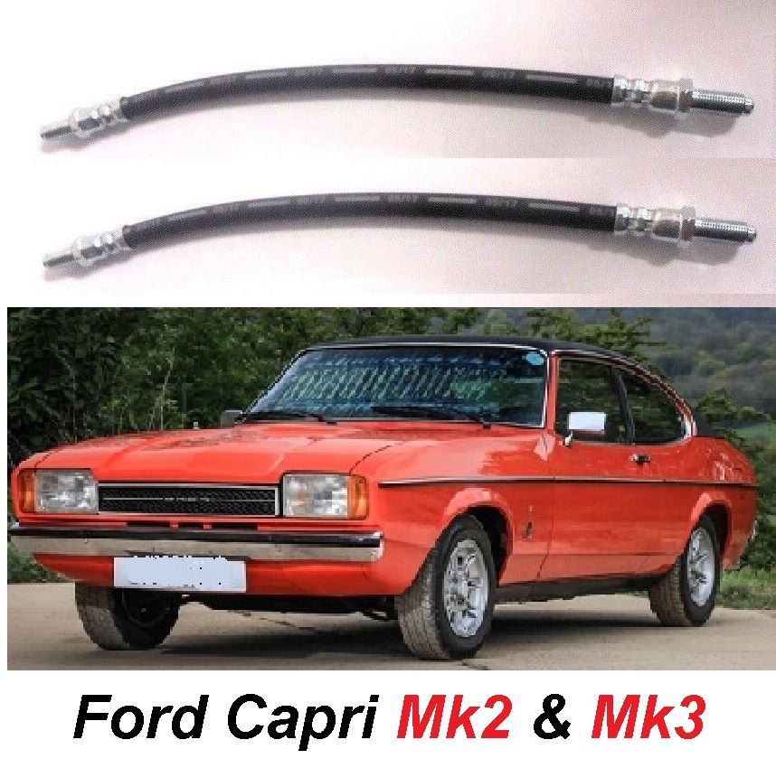 FRONT BRAKE HOSES x2 (Ford Capri Mk2 Mk3) (1974- 87) 